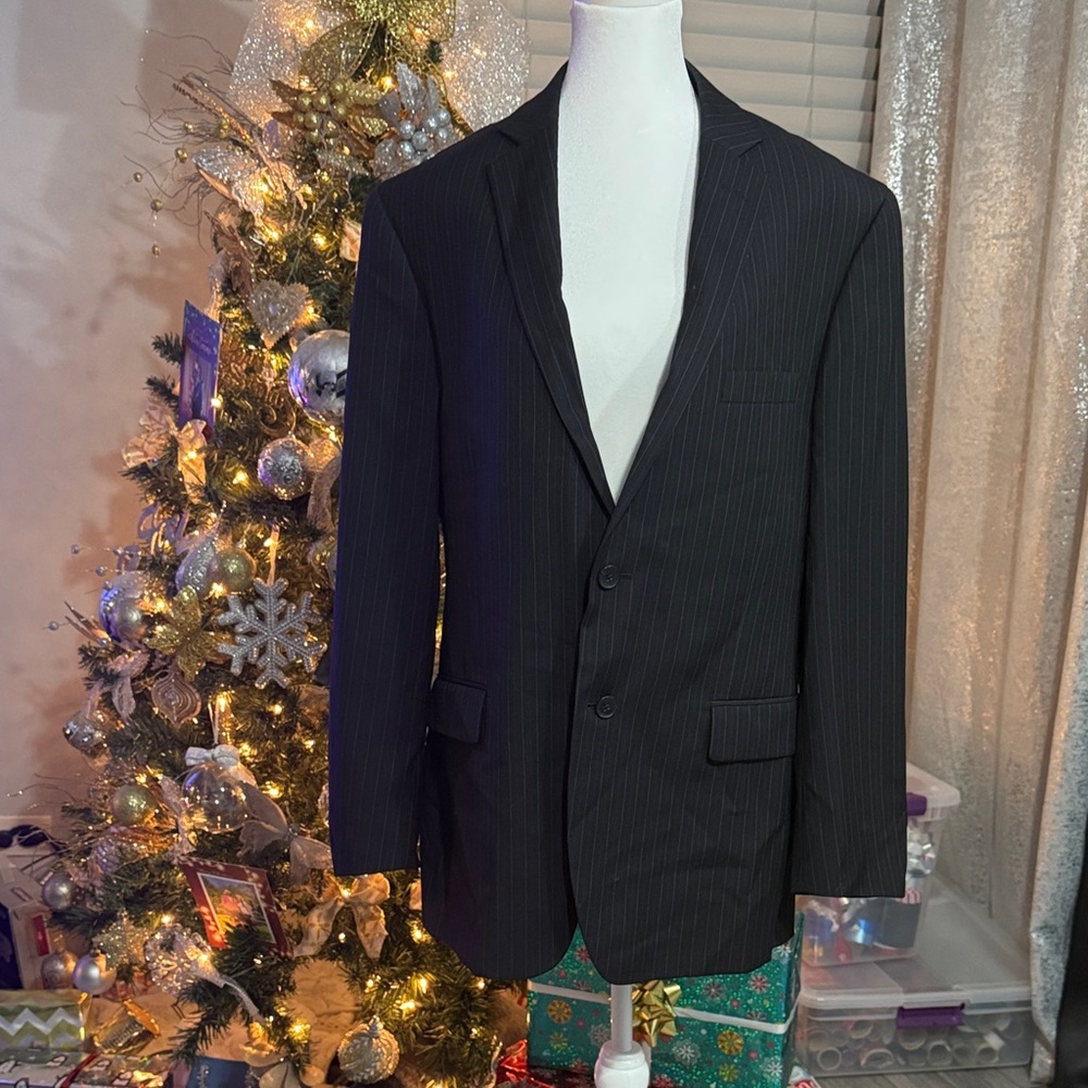 Perry Ellis Portfolio Dark Gray Pinstripe Men's Blazer